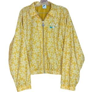 Women's Nike Sportswear AOP Woven Yellow Daisy Jacket, Size Large, EUC